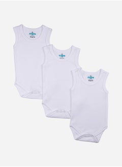 Buy Pack of 3 - Solid Sleeveless Bodysuit in Saudi Arabia