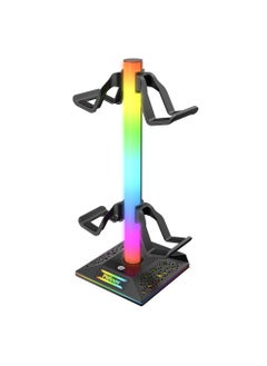 Buy Gaming Controller Holder RGB Headphones Stand 10 Light Modes with 2 USB Charging Ports and Type-C Port - (Black) in UAE