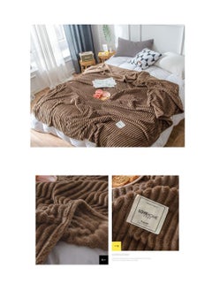 Buy Single-layer Velvet Blanket Cozy Warm Thermal Blanket Cover Flannel Summer Winter Bedspread Blanket Double Bed Blanket Coffee in UAE