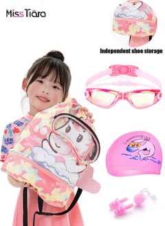 Buy 4 piece Kids Gear Bag Swimming Goggles Cap Set Drawstring Wet And Dry Separate Swim Bag For Girls And Boys With Swimming Cap Swimming Goggles Ear Plugs And Nose Clip in UAE