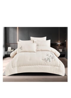 اشتري طقم لحاف Embrace King Comforter مكون من 6 قطع من القطن المصقول مقاس كينج، ملاءة سرير واحدة مثبتة 200 * 200 سم، لحاف واحد ثابت 220 * 240 سم، 4 قطع أغطية وسائد فائقة النعومة في الامارات