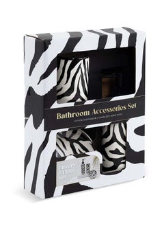 Buy Zebra Bath Accessory Set - Set of 3, Black & White in UAE