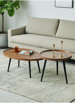 Buy 2 Sets of Nesting Coffee Table Simple Home Decor Modern Round Nordic Light Luxury Coffee Table for Small Space Bedroom Living Room Balcony Living Room, Bedroom, Hotel, Easy to Assemble (40CM+80CM) in Saudi Arabia