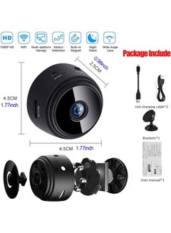 Buy Mini Spy Camera WiFi HD 1080P 150 Wide-Angle Lens Night Vision Motion Detection Portable Nanny Hidden Cameras with 360 Magnetic Bracket in UAE