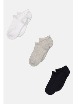 اشتري Kids Boy 3 Pairs Low Cut Socks, Black/Grey/White في الامارات