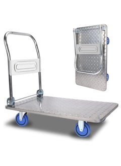 اشتري Heavy Duty Folding Industrial Platform Trolley Platform Truck Foldable Push Cart Dolly for Home Garage and Warehouse Heavy Duty Wagons Cart Loading and Storage Bearing 440lb（Silver） في السعودية