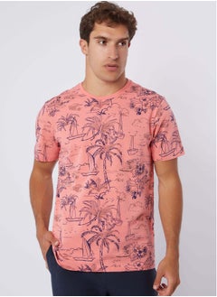 Buy Casual Printed Cotton Regular Fit T- Shirt in Egypt