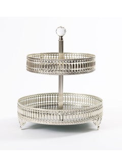 اشتري Inci Large 2 - Tier Round Platter, Silver - 30x26 cm في الامارات