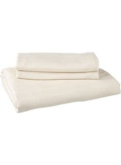 Buy Rosa Home Solid Satin Stripe Cotton Bed Sheet Set, 3 Pieces, 220 X 240 cm - Creamy in Egypt