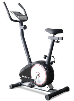 Buy Sparnod Fitness SUB-51 Upright Exercise Bike- 6kg Iron Cast 2-way Flywheel, 8 Magnetic Resistances, Real-Time LCD Display, Adjustable Seat, Non-Slip Footpads, Mobile/Tablet Holder, 100kg User Weight in UAE