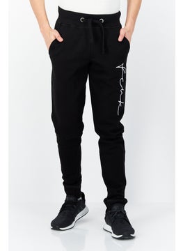 اشتري Men Regular Fit Embroidered Jogger Pants, Black/White في الامارات