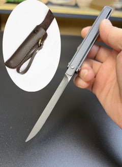 اشتري Stainless Steel Leather Folding Knife Broken Window Survival Knife Portable Outdoor Knife Mechanical Knife - Silver في السعودية