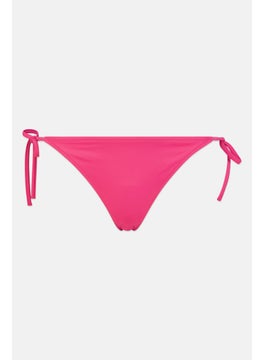 Buy Women Solid Tie Closure Bikini Bottom, Dark Pink in UAE