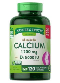 Buy Absorbable Calcium 1,200 Mg Plus D3 5,000 Iu, 120 Quick Release Softgels in UAE