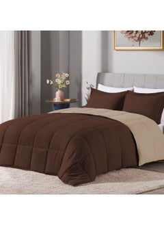 اشتري BedDecor Reversible Comforter 100% Cotton Sleep Well Lightweight And Warm Bed Linen Chocolate + Taupe( 2 PillowShams 50x75+5cm) في الامارات