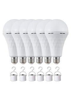 Buy Emergency LED Light Bulb with Hook Switch 9W Rechargeable Bulb LED Intelligent Emergency Bulb for Power Outage Restaurants, Guest Rooms, Camping, Hiking, Daylight White, 6-Pack in Saudi Arabia