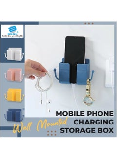 Buy 5 Pieces Wall Mount Mobile Phone Charging Holder Storage Organizer With Hooks For Storing Small Objects - Assorted in UAE