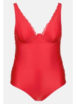 Buy Women Solid One Piece Swimwear, Red in UAE