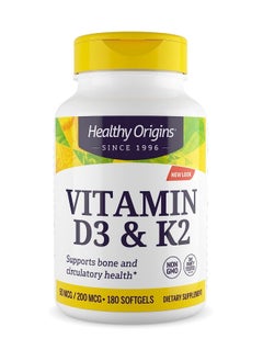 اشتري Vitamin D3 & K2 Supports Bone and Circulatory Health Dietary Supplement - 180 Softgels في الامارات