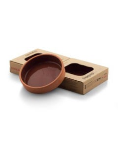 اشتري Terracotta 2-Piece Inner-Glazed Round Bowl Set Safe 100% Natural earthenware Eco friendly terracotta pots Mexican Indian Korean moroccan Dishes - Brown - 16x4 cm في الامارات