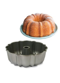 Buy 6-Cup Non Stick Easy Cleaning Aluminium Bundt Pan Grey 51322 in Saudi Arabia