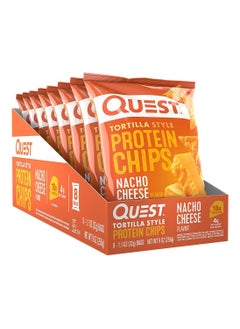 Buy Quest Tortilla Style Protein Chips Nacho Cheese 32g Pack of 8 in UAE