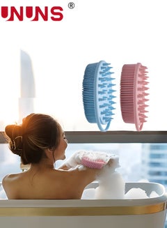 Buy 2 Pack Shower Brush,2 In 1 Bath And Shampoo Brush,Silicone Body Scrubber For Use On Shower,Exfoliating Body Brush,Premium Silicone Loofah,Head Scrubber,Scalp Massager/Brush,Wet and Dry,Easy To Clean in Saudi Arabia