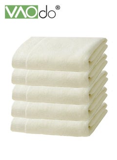 Buy 5PCS 100% Cotton Towel High Absorbency Soft Long Staple Cotton Breathable Towel For Home Bathroom Sports Hotel White in Saudi Arabia