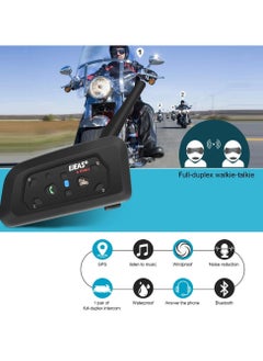 Buy V6 PRO Bluetooth Motorcycle Helmet Intercom Headset with 1200M BT Interphone Communicator for 6 Riders Waterproof in UAE