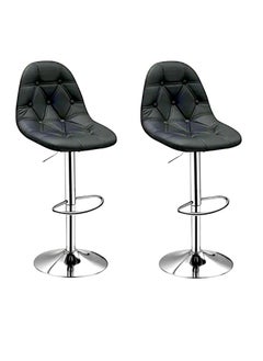 Buy SBF Height Adjustable Bar Stools | Set of 2 PU Leather Swivel Chairs with Backrest and Footrest | Hydraulic Chrome Base for Kitchen & Dining, Black in UAE