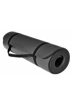 Buy Extra Thick Exercise Yoga Mat with Carrying Strap 10 mm Black in Saudi Arabia
