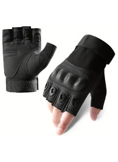 Buy SPORTQ®️ Men's Motorcycle Gloves, Size L, Anti-Slip, Windproof Fingerless Gloves for Outdoor Use to Protect Fingers in Egypt