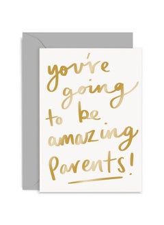 اشتري Old English Co. Amazing Parents To Be Card Baby Announcement Baby Shower Card For Mummy And Daddy New Baby Gold Foil Card ; Blank Inside With Envelope في السعودية