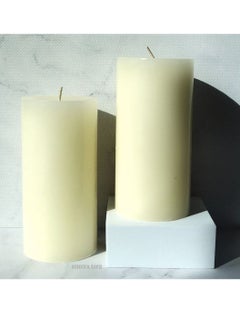 Buy Set of 2 Ivory Pillar Candles| 3 x 6 inch | Unscented & Dripless Candles for Decor, Events, Restaurants | Natural Wax with Cotton Wicks | 70 hrs/candle Burn Time in UAE