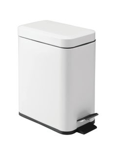 Buy Small Modern 1.3 Gallon Rectangle Metal Lidded Step Trash Can, Compact Garbage Bin with Removable Liner Bucket and Handle for Bathroom, Kitchen, Craft Room, Office, Garage - White in UAE