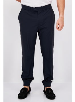 اشتري Men Regular Fit Solid Jogger Pants, Navy في الامارات