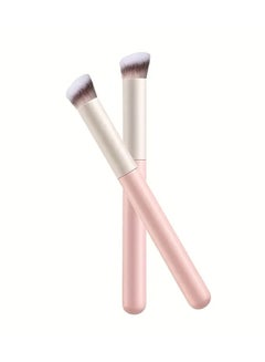اشتري 1Pc Pink Concealer Brush Uner eye Mini Angled Flat Top Nose Contour Brush For Concealing Blending Setting Buffing with Powder Liquid Cream Cosmetic Pro Small Makeup Foundation Brushes في الامارات