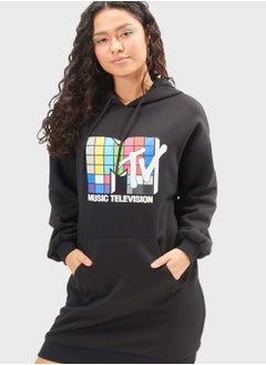 Buy Mtv Print Hooded Dress in UAE