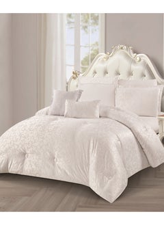 Buy Hours comforter set with soft, silky jacquard fabric and a modern and distinctive pattern that satisfies all tastes 8 pieces king size in Saudi Arabia