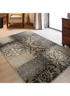 اشتري Bristol Collection Area Rug 8Mm Pile Height With Jute Backing Chic Geometric Damask Patchwork Design Fashionable And Affordable Woven Rugs 2Ft X 3Ft Beigebrown في الامارات