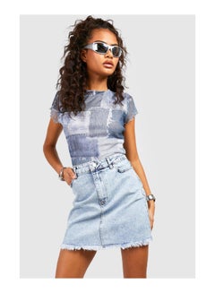 Buy Raw Hem Denim Mini Skirt in UAE