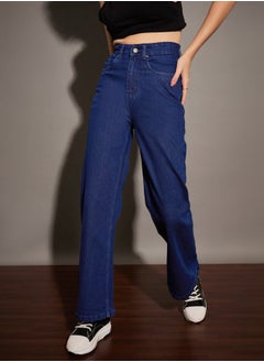 Buy High Rise Straight Fit Jeans in Saudi Arabia