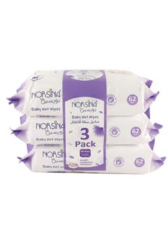 Buy Norsina wet wipes 3 * 62 pcs Count 186pcs in Saudi Arabia