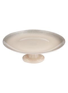 Buy glass serving plate with base 28 cm silver in Saudi Arabia