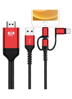 Buy 3 in 1 HDMI Cable Adapter Type C/Micro USB/Phone MHL to HDMI Mirroring Phone to TV/Projector/Monitor HDTV 1080P Compatible with Phone Series XS/Android 5.0 and IO'S9 Above in UAE