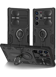 Buy Nillkin Camshield Armor for Samsung Galaxy S22 Ultra case with Kickstand Ring Holder - Camera Cover S22 Ultra Rugged Matte Military Grade Case 6.8’’ - Black in UAE