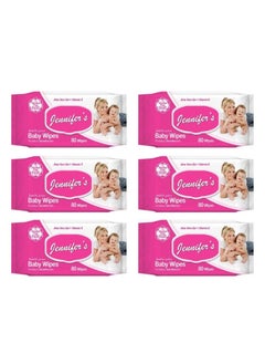 اشتري Baby Wipes For Sensitive Skin With Aloevera And Vitamin E 80's Pack Of 6 في الامارات