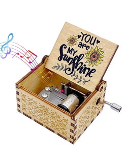 Buy You Are My Sunshine Music Box Sunflower, Unique Gifts for Birthday, Anniversary, Valentines Day, Mothers Day, Wood Hand Crank Vintage Crafts, Laser Engraved, Personalized Musical Boxes in Saudi Arabia