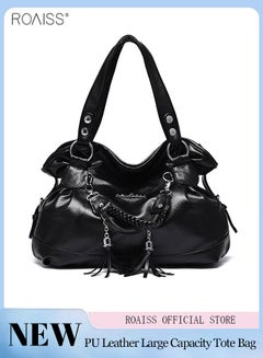 Tote Bag for Women Large Capacity Black Women Shoulder Bag Soft PU