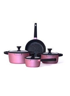 Buy 7 Pieces Cookware Set Purple 16/20/24 cm in Saudi Arabia